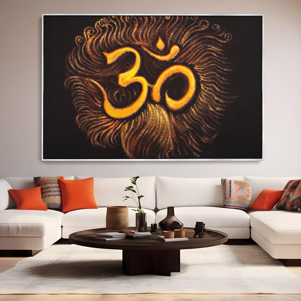 Leinwandbilder Premium LuxCanva® I106, Die Kraft des OM, Meditation, Zen, Spiritualität, Energie, Vibration, Chakra, Universum, Gold, Erleuchtung, Heiliges Symbol, Wohnen, Schlafzimmer