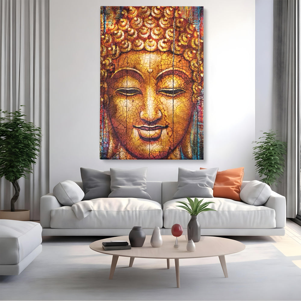 Leinwandbilder Premium LuxCanva® I107, Stille, Buddha, Buddha, Stille, Frieden, Gold, Spiritualität, Harmonie, Harmonie, innere Energie, Meditation, Gelassenheit, Wohnen, Schlafzimmer