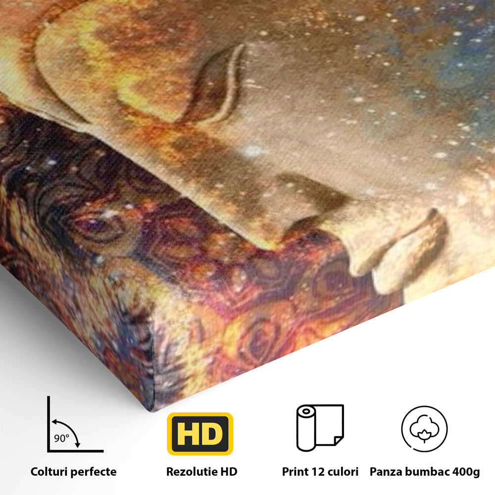 Leinwandbilder Premium LuxCanva® I108, Buddha Profil, Zen, Ruhe, Spiritualität, innere Energie, Harmonie, Meditation, Kosmos, Profil, Universum, Wohnen, Schlafzimmer