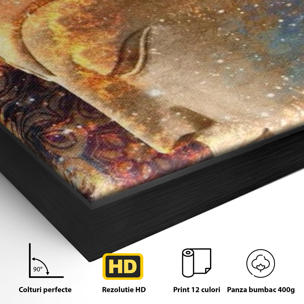 Leinwandbilder Premium LuxCanva® I108, Buddha Profil, Zen, Ruhe, Spiritualität, innere Energie, Harmonie, Meditation, Kosmos, Profil, Universum, Wohnen, Schlafzimmer