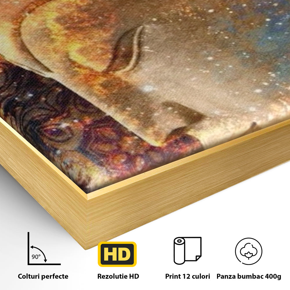 Leinwandbilder Premium LuxCanva® I108, Buddha Profil, Zen, Ruhe, Spiritualität, innere Energie, Harmonie, Meditation, Kosmos, Profil, Universum, Wohnen, Schlafzimmer