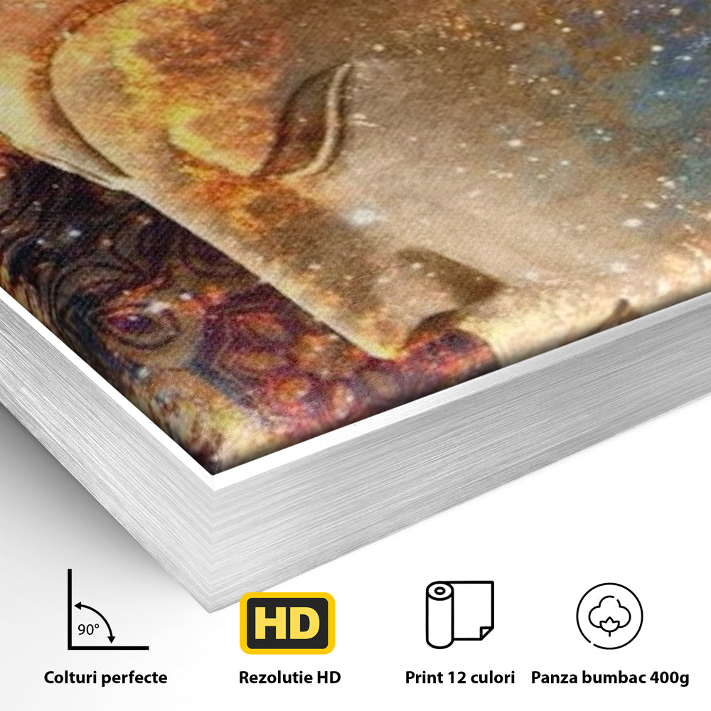Leinwandbilder Premium LuxCanva® I108, Buddha Profil, Zen, Ruhe, Spiritualität, innere Energie, Harmonie, Meditation, Kosmos, Profil, Universum, Wohnen, Schlafzimmer