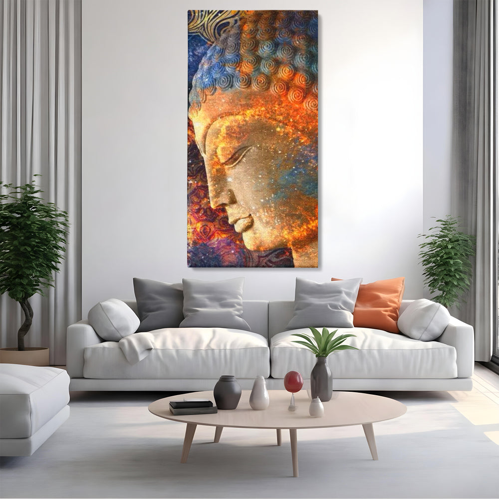 Leinwandbilder Premium LuxCanva® I108, Buddha Profil, Zen, Ruhe, Spiritualität, innere Energie, Harmonie, Meditation, Kosmos, Profil, Universum, Wohnen, Schlafzimmer