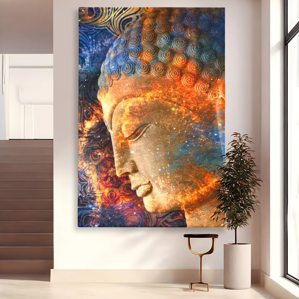 Leinwandbilder Premium LuxCanva® I108, Buddha Profil, Zen, Ruhe, Spiritualität, innere Energie, Harmonie, Meditation, Kosmos, Profil, Universum, Wohnen, Schlafzimmer