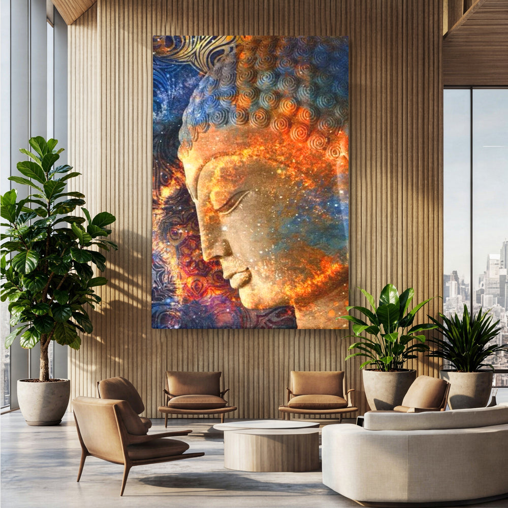 Leinwandbilder Premium LuxCanva® I108, Buddha Profil, Zen, Ruhe, Spiritualität, innere Energie, Harmonie, Meditation, Kosmos, Profil, Universum, Wohnen, Schlafzimmer