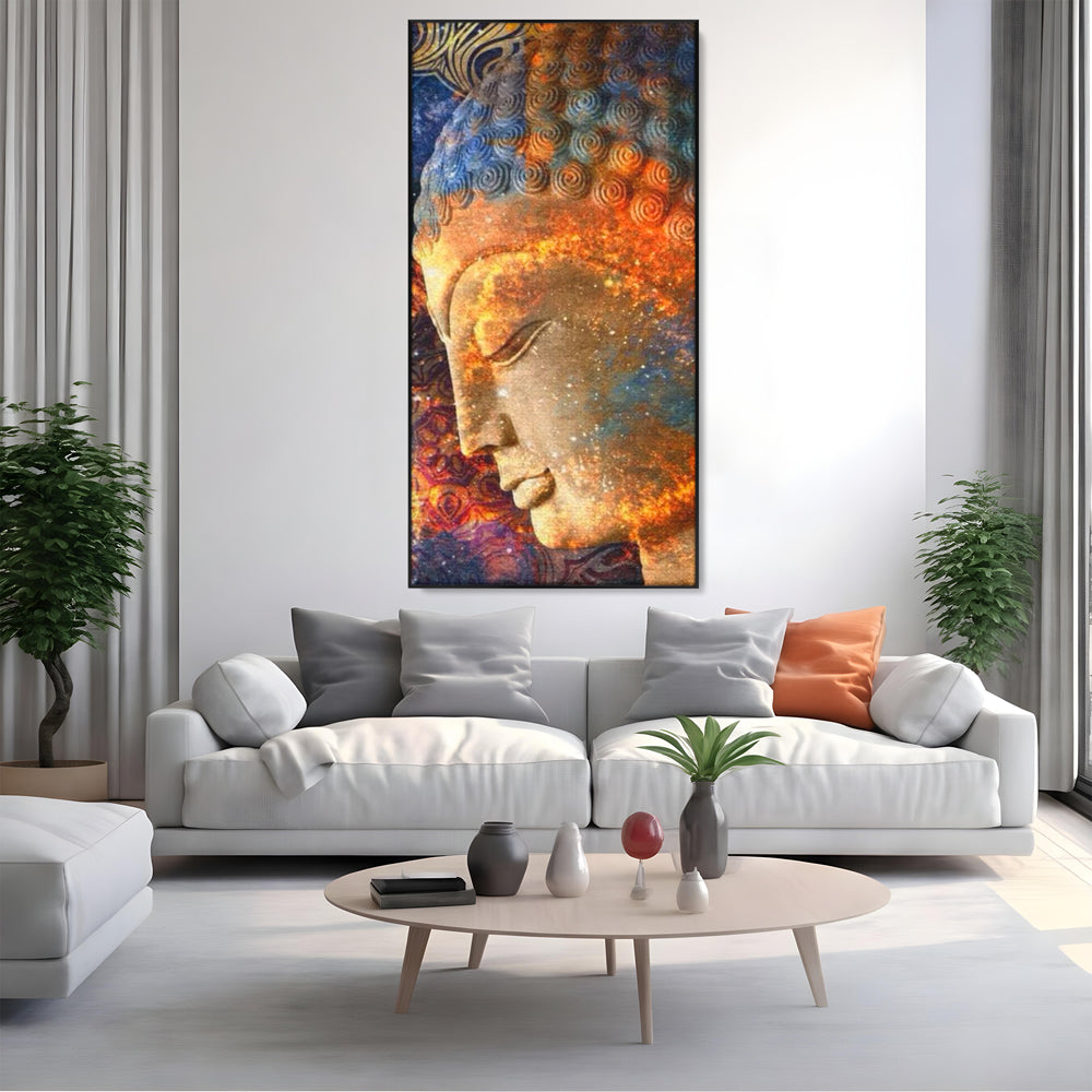 Leinwandbilder Premium LuxCanva® I108, Buddha Profil, Zen, Ruhe, Spiritualität, innere Energie, Harmonie, Meditation, Kosmos, Profil, Universum, Wohnen, Schlafzimmer