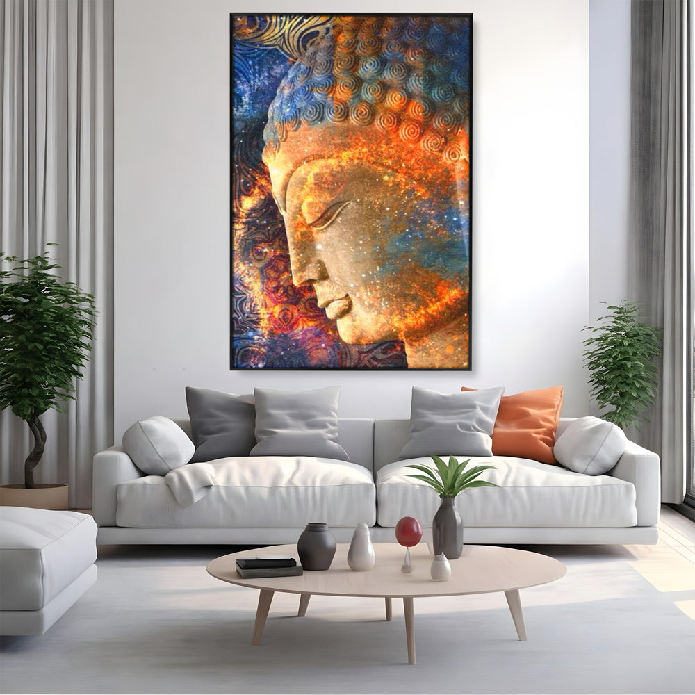Leinwandbilder Premium LuxCanva® I108, Buddha Profil, Zen, Ruhe, Spiritualität, innere Energie, Harmonie, Meditation, Kosmos, Profil, Universum, Wohnen, Schlafzimmer