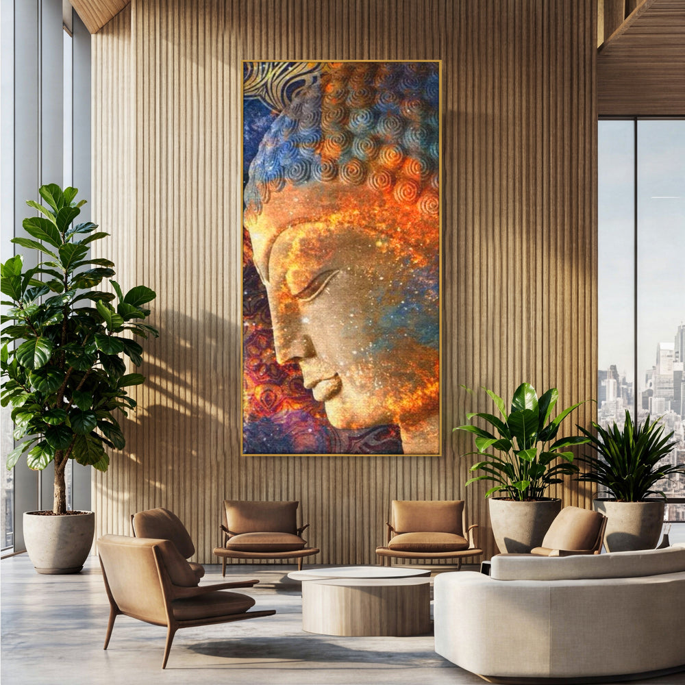 Leinwandbilder Premium LuxCanva® I108, Buddha Profil, Zen, Ruhe, Spiritualität, innere Energie, Harmonie, Meditation, Kosmos, Profil, Universum, Wohnen, Schlafzimmer