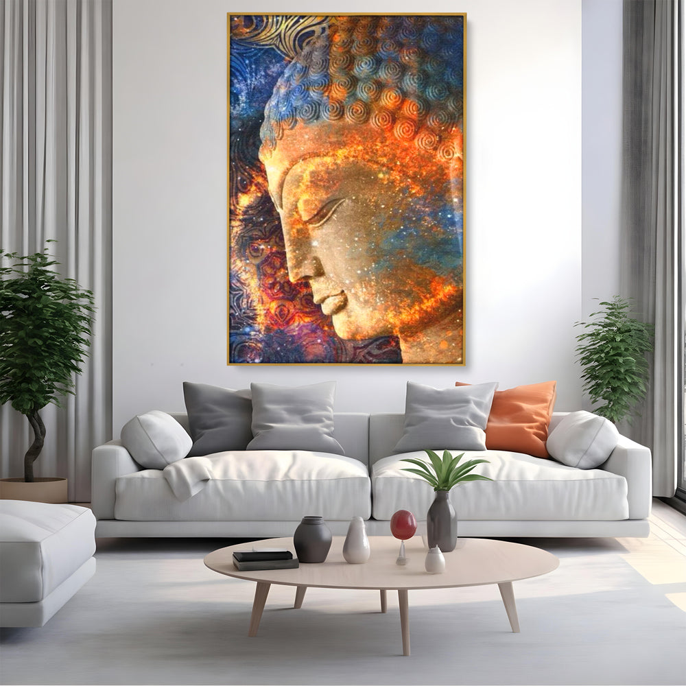 Leinwandbilder Premium LuxCanva® I108, Buddha Profil, Zen, Ruhe, Spiritualität, innere Energie, Harmonie, Meditation, Kosmos, Profil, Universum, Wohnen, Schlafzimmer