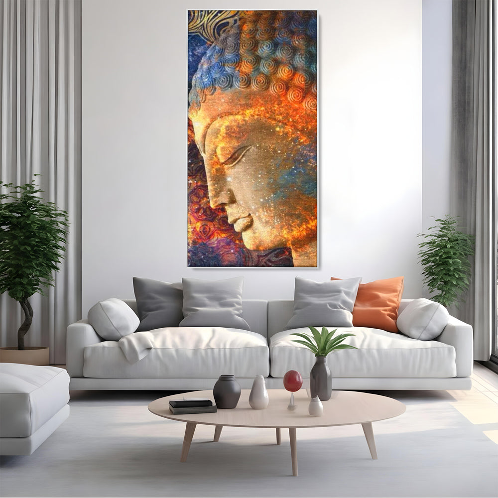 Leinwandbilder Premium LuxCanva® I108, Buddha Profil, Zen, Ruhe, Spiritualität, innere Energie, Harmonie, Meditation, Kosmos, Profil, Universum, Wohnen, Schlafzimmer