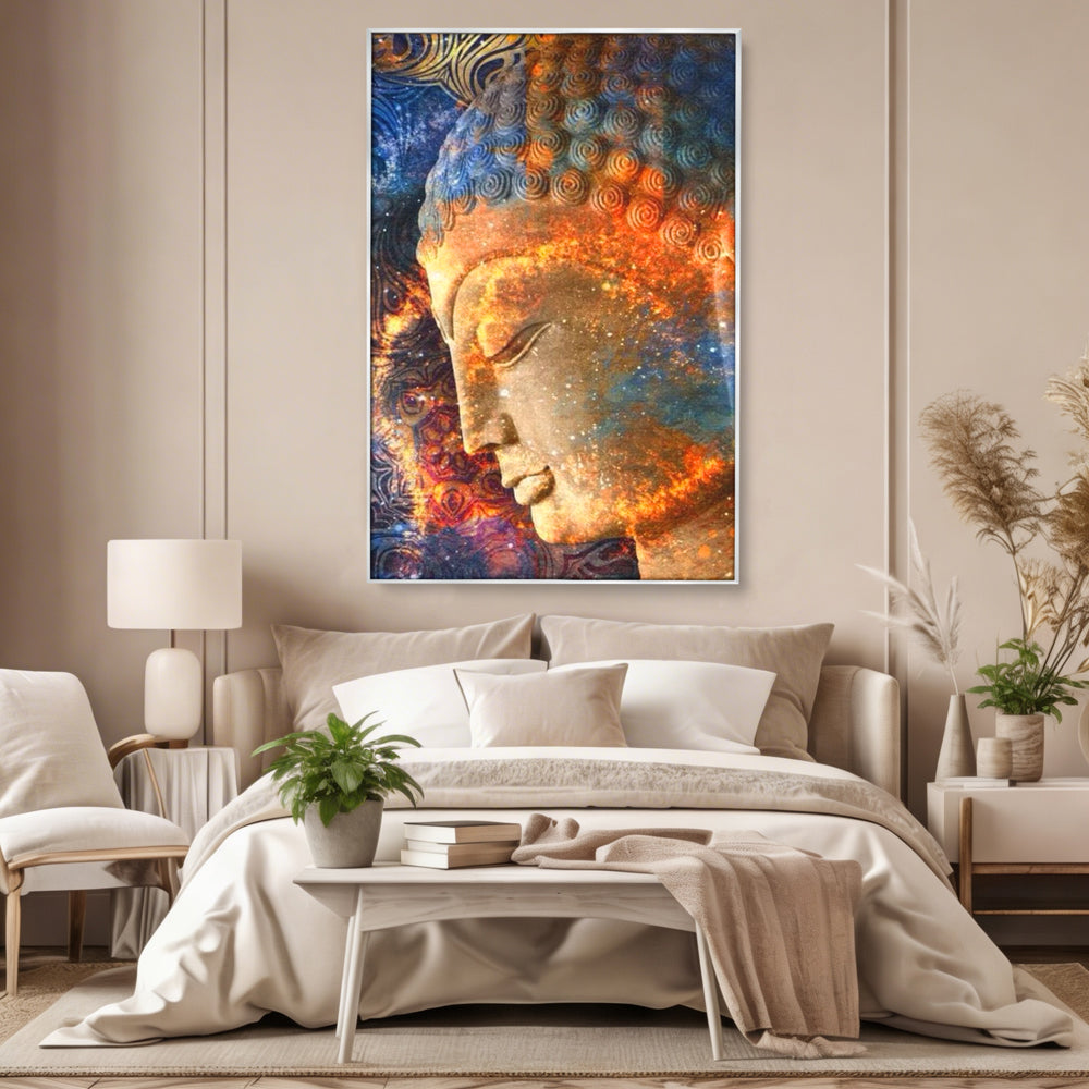Leinwandbilder Premium LuxCanva® I108, Buddha Profil, Zen, Ruhe, Spiritualität, innere Energie, Harmonie, Meditation, Kosmos, Profil, Universum, Wohnen, Schlafzimmer