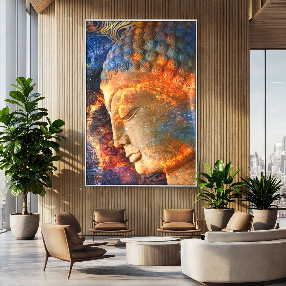 Leinwandbilder Premium LuxCanva® I108, Buddha Profil, Zen, Ruhe, Spiritualität, innere Energie, Harmonie, Meditation, Kosmos, Profil, Universum, Wohnen, Schlafzimmer
