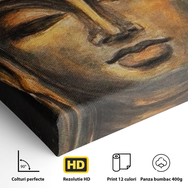 Tablou Canvas Premium LuxCanva® I110, Traieste Zen, Buddha, Zen, Templu, Mantra, Auriu, Echilibru, Ritual, Liniste, Sacru, Meditatie, Armonie, Urna