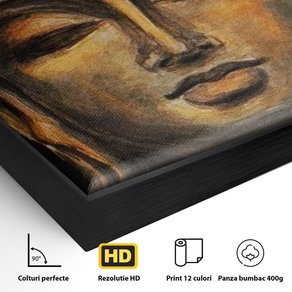 Tablou Canvas Premium LuxCanva® I110, Traieste Zen, Buddha, Zen, Templu, Mantra, Auriu, Echilibru, Ritual, Liniste, Sacru, Meditatie, Armonie, Urna