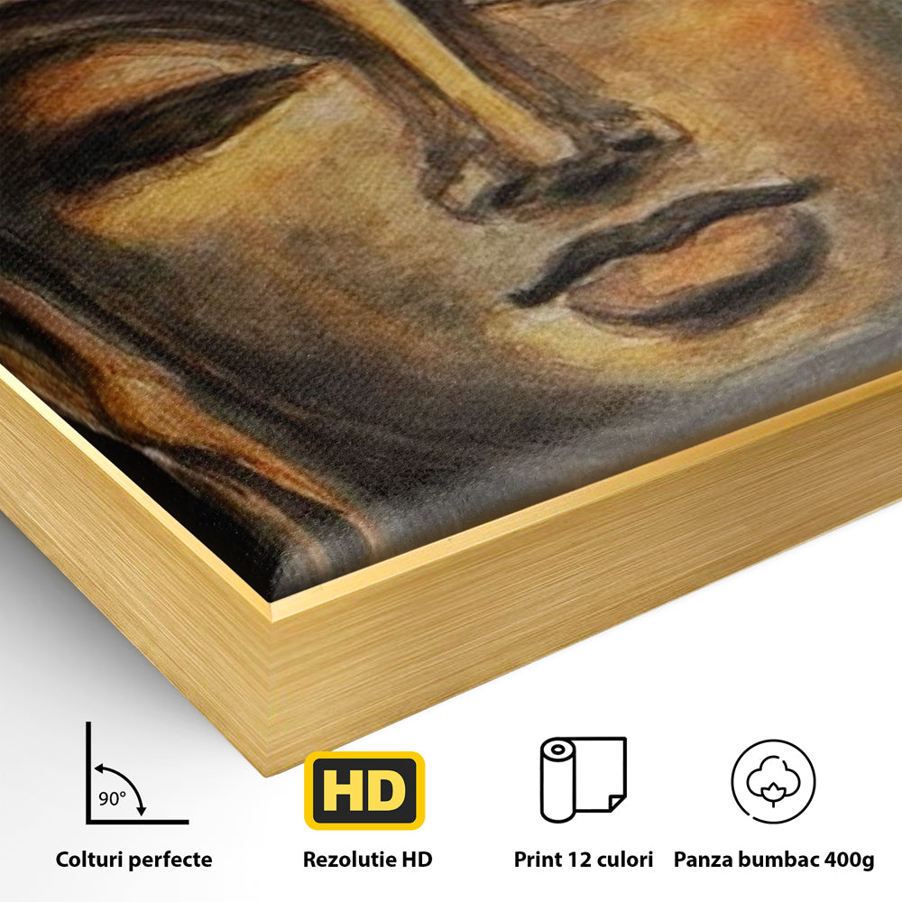 Tablou Canvas Premium LuxCanva® I110, Traieste Zen, Buddha, Zen, Templu, Mantra, Auriu, Echilibru, Ritual, Liniste, Sacru, Meditatie, Armonie, Urna