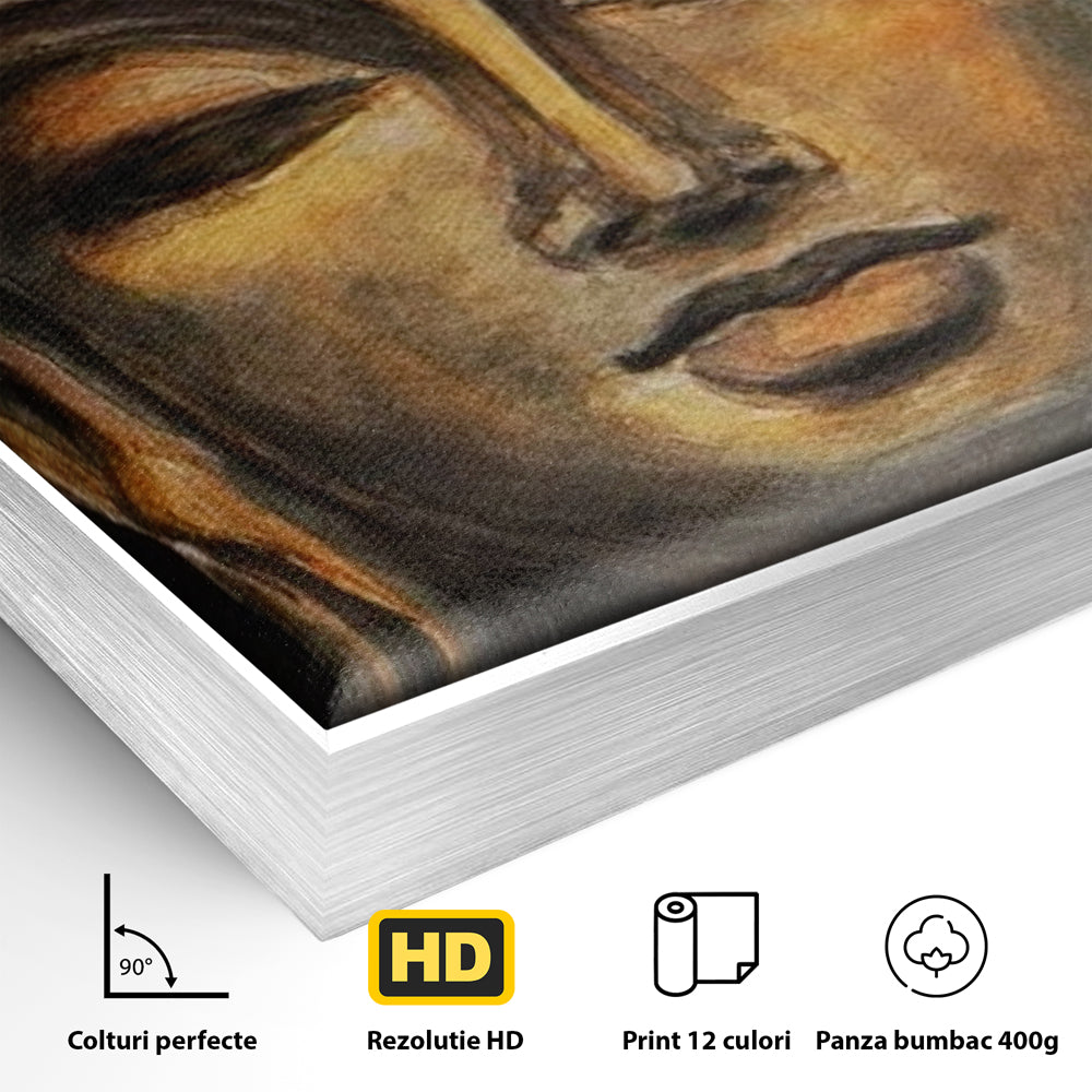 Tablou Canvas Premium LuxCanva® I110, Traieste Zen, Buddha, Zen, Templu, Mantra, Auriu, Echilibru, Ritual, Liniste, Sacru, Meditatie, Armonie, Urna