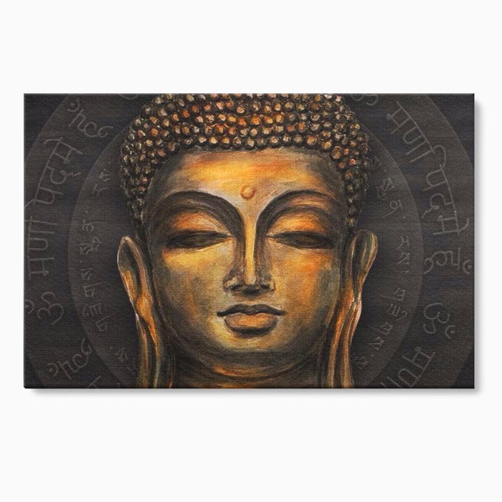 Tablou Canvas Premium LuxCanva® I110, Traieste Zen, Buddha, Zen, Templu, Mantra, Auriu, Echilibru, Ritual, Liniste, Sacru, Meditatie, Armonie, Urna