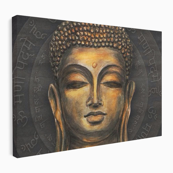 Tablou Canvas Premium LuxCanva® I110, Traieste Zen, Buddha, Zen, Templu, Mantra, Auriu, Echilibru, Ritual, Liniste, Sacru, Meditatie, Armonie, Urna
