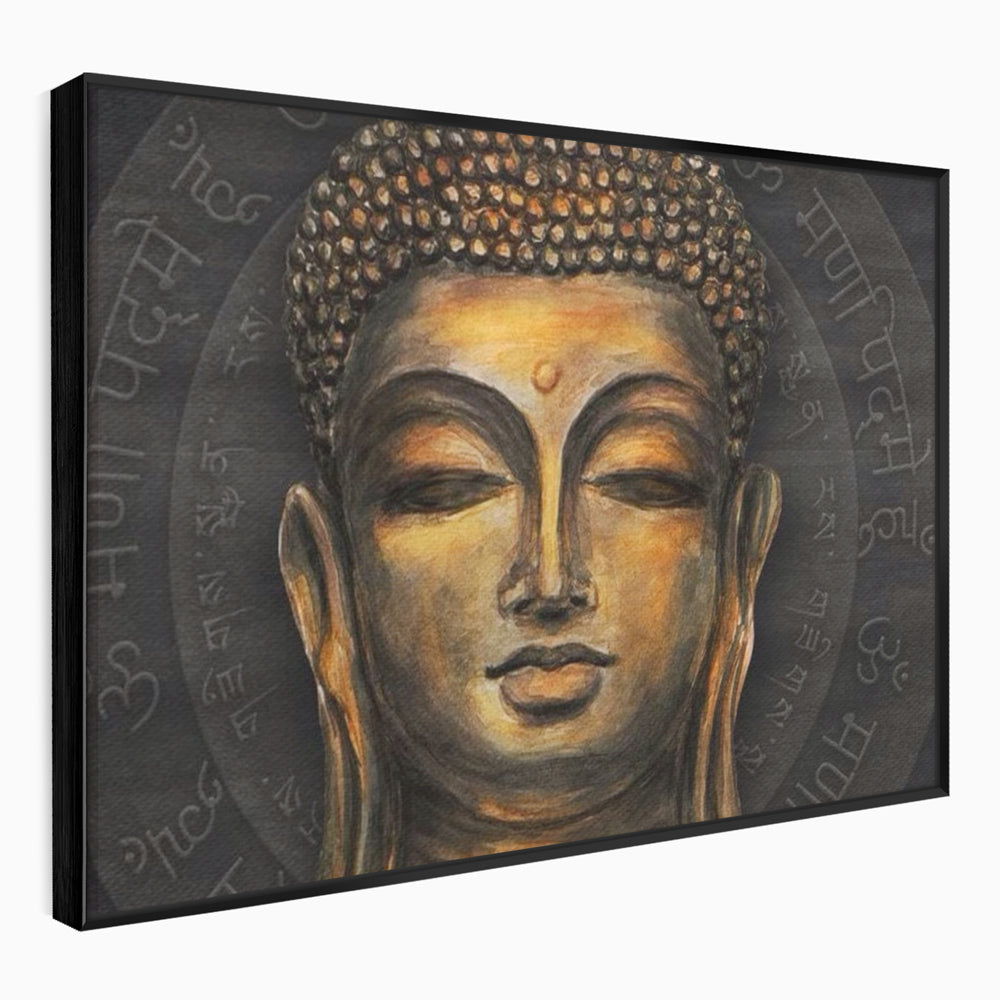 Tablou Canvas Premium LuxCanva® I110, Traieste Zen, Buddha, Zen, Templu, Mantra, Auriu, Echilibru, Ritual, Liniste, Sacru, Meditatie, Armonie, Urna