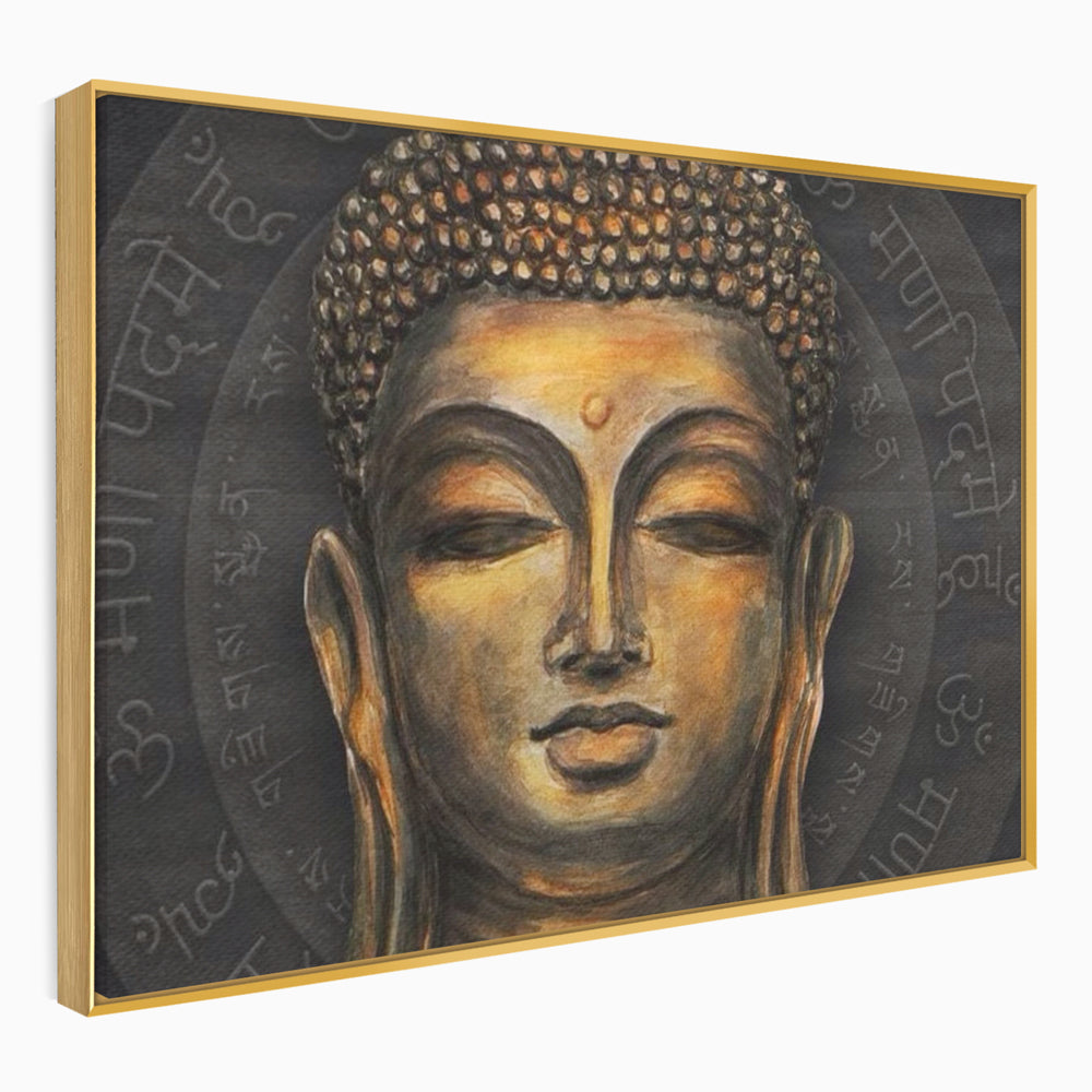 Tablou Canvas Premium LuxCanva® I110, Traieste Zen, Buddha, Zen, Templu, Mantra, Auriu, Echilibru, Ritual, Liniste, Sacru, Meditatie, Armonie, Urna