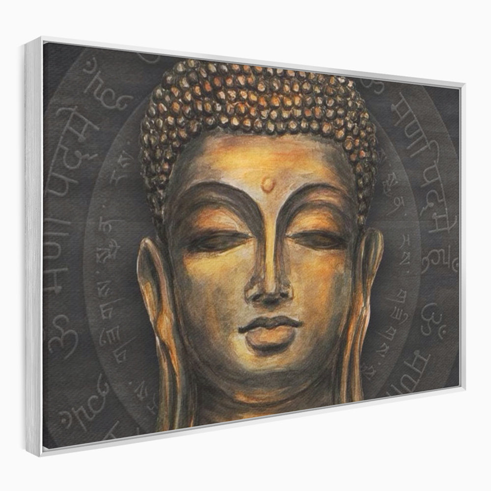 Tablou Canvas Premium LuxCanva® I110, Traieste Zen, Buddha, Zen, Templu, Mantra, Auriu, Echilibru, Ritual, Liniste, Sacru, Meditatie, Armonie, Urna