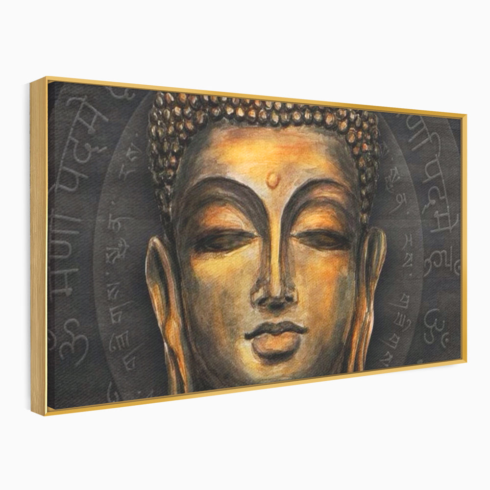 Tablou Canvas Premium LuxCanva® I110, Traieste Zen, Buddha, Zen, Templu, Mantra, Auriu, Echilibru, Ritual, Liniste, Sacru, Meditatie, Armonie, Urna