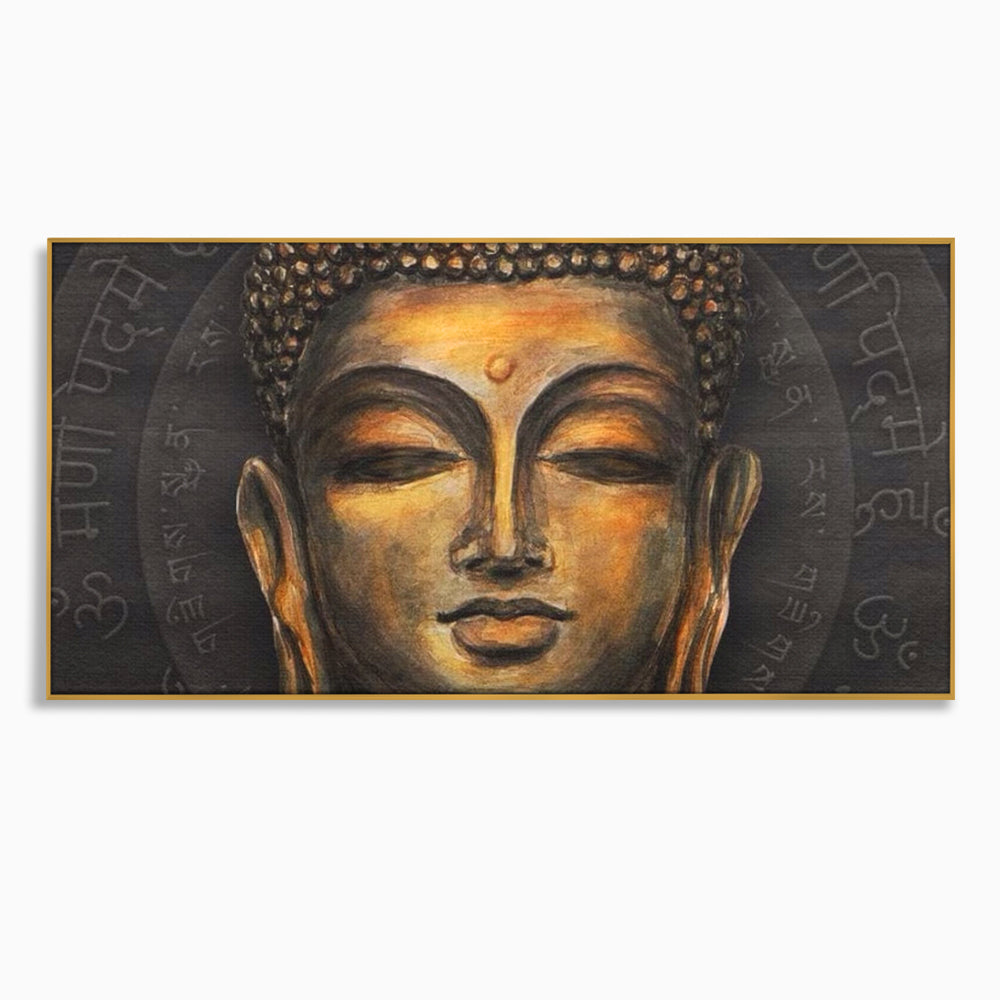 Tablou Canvas Premium LuxCanva® I110, Traieste Zen, Buddha, Zen, Templu, Mantra, Auriu, Echilibru, Ritual, Liniste, Sacru, Meditatie, Armonie, Urna