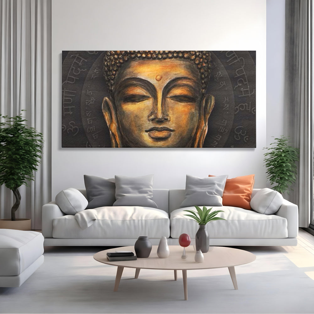 Tablou Canvas Premium LuxCanva® I110, Traieste Zen, Buddha, Zen, Templu, Mantra, Auriu, Echilibru, Ritual, Liniste, Sacru, Meditatie, Armonie, Urna