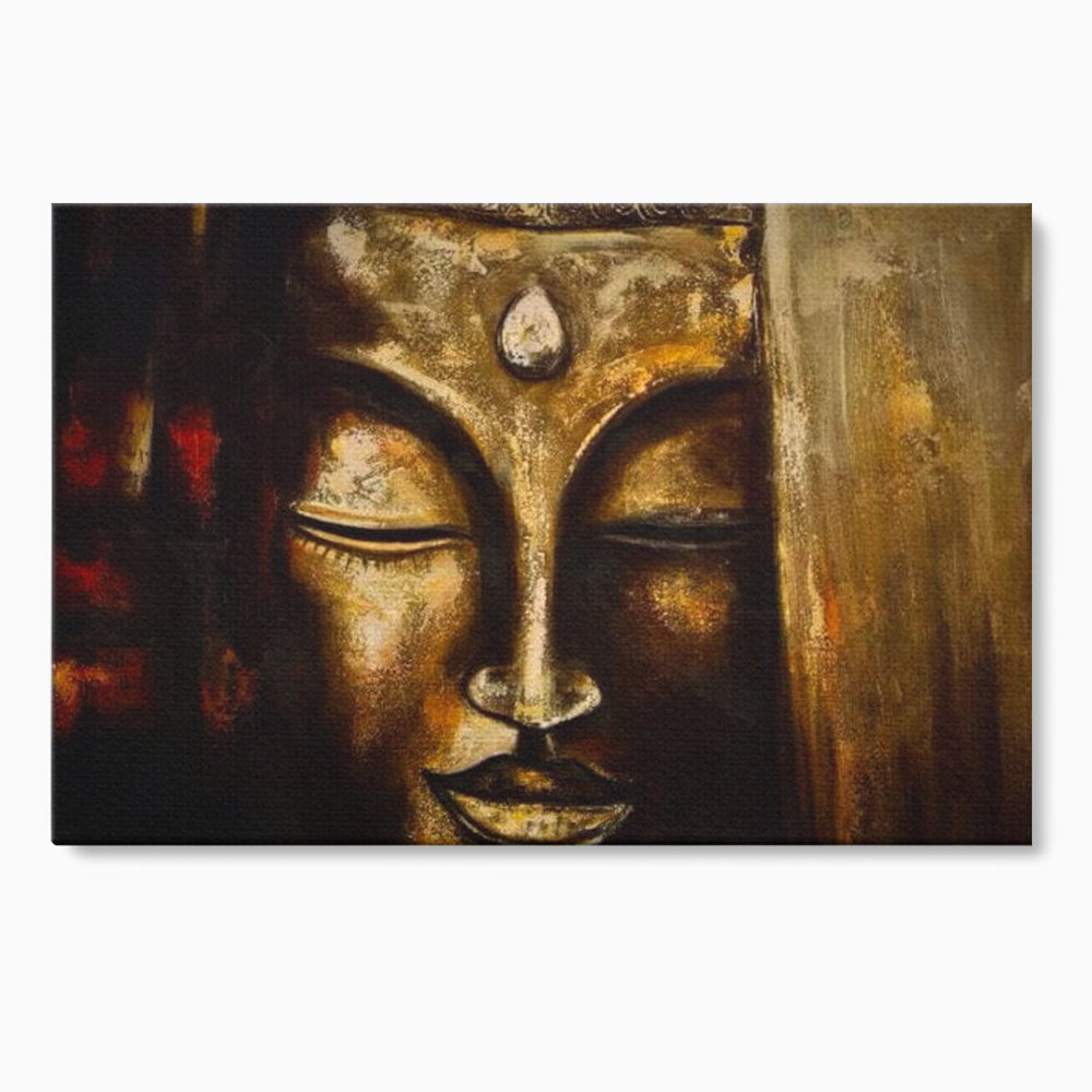 Tablou Canvas Premium LuxCanva® I111, Iluminare in Aur, Buddha, Meditatie, Zen, Armonie, Intelepciune, Liniste, Mantra, Urna, Spiritualitate, Relaxare