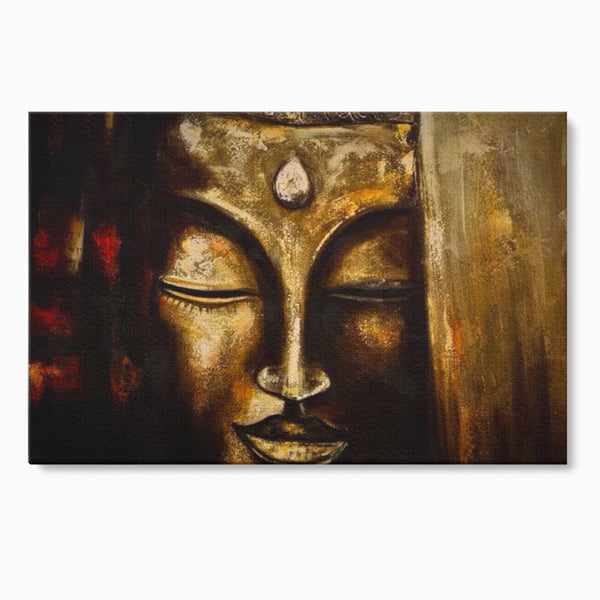 Tablou Canvas Premium LuxCanva® I111, Iluminare in Aur, Buddha, Meditatie, Zen, Armonie, Intelepciune, Liniste, Mantra, Urna, Spiritualitate, Relaxare