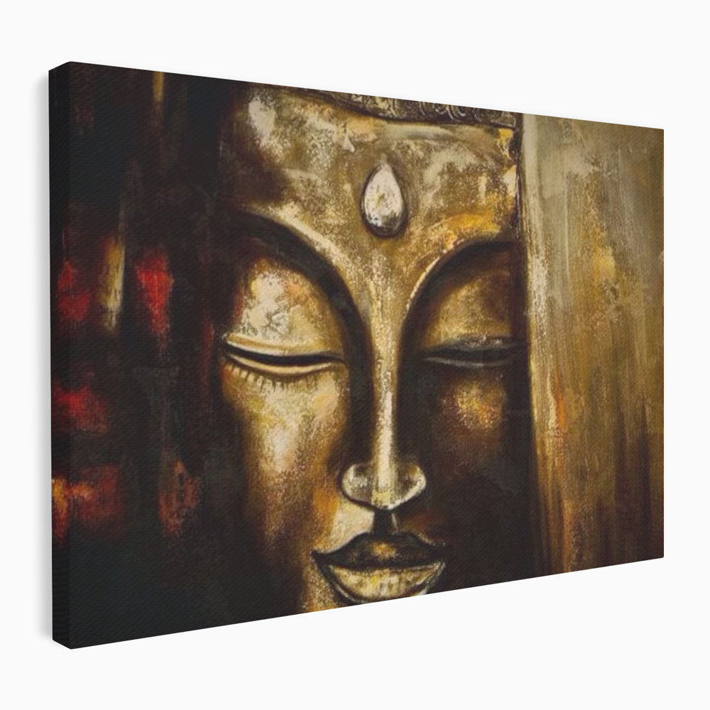 Tablou Canvas Premium LuxCanva® I111, Iluminare in Aur, Buddha, Meditatie, Zen, Armonie, Intelepciune, Liniste, Mantra, Urna, Spiritualitate, Relaxare