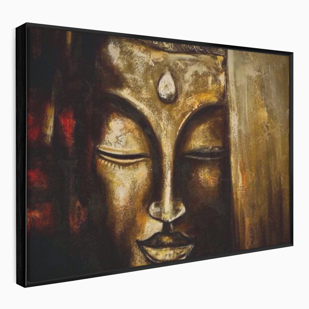 Tablou Canvas Premium LuxCanva® I111, Iluminare in Aur, Buddha, Meditatie, Zen, Armonie, Intelepciune, Liniste, Mantra, Urna, Spiritualitate, Relaxare