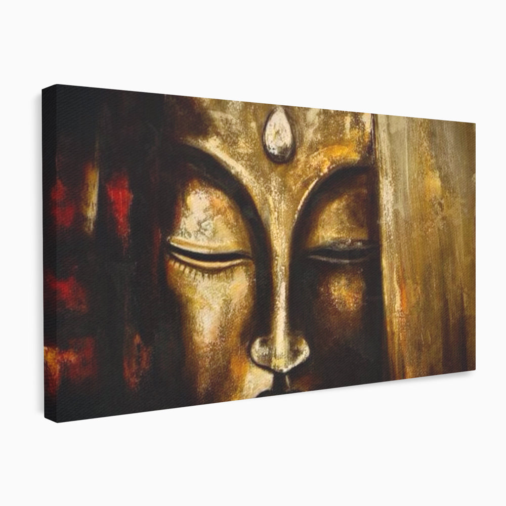 Tablou Canvas Premium LuxCanva® I111, Iluminare in Aur, Buddha, Meditatie, Zen, Armonie, Intelepciune, Liniste, Mantra, Urna, Spiritualitate, Relaxare