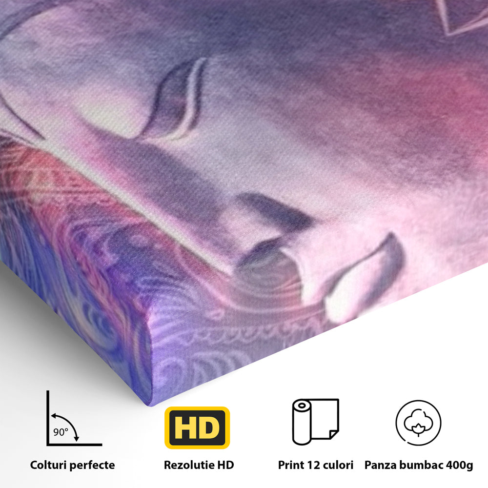 Tablou Canvas Premium, LuxCanva® I113, Buddha Cosmic, Meditatie, Zen, Profil, Lotus, Cosmos, Armonie, Spiritualitate, Relaxare, Energie, Univers
