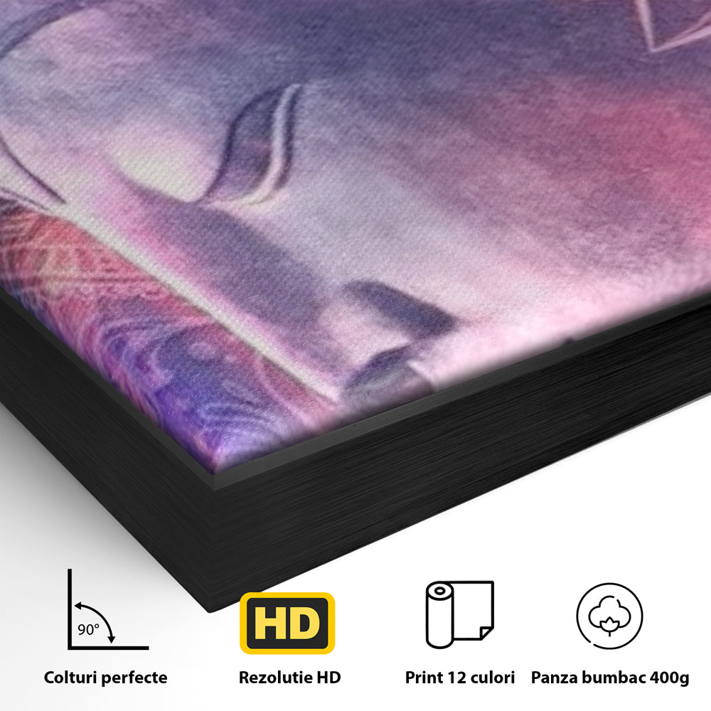 Tablou Canvas Premium, LuxCanva® I113, Buddha Cosmic, Meditatie, Zen, Profil, Lotus, Cosmos, Armonie, Spiritualitate, Relaxare, Energie, Univers