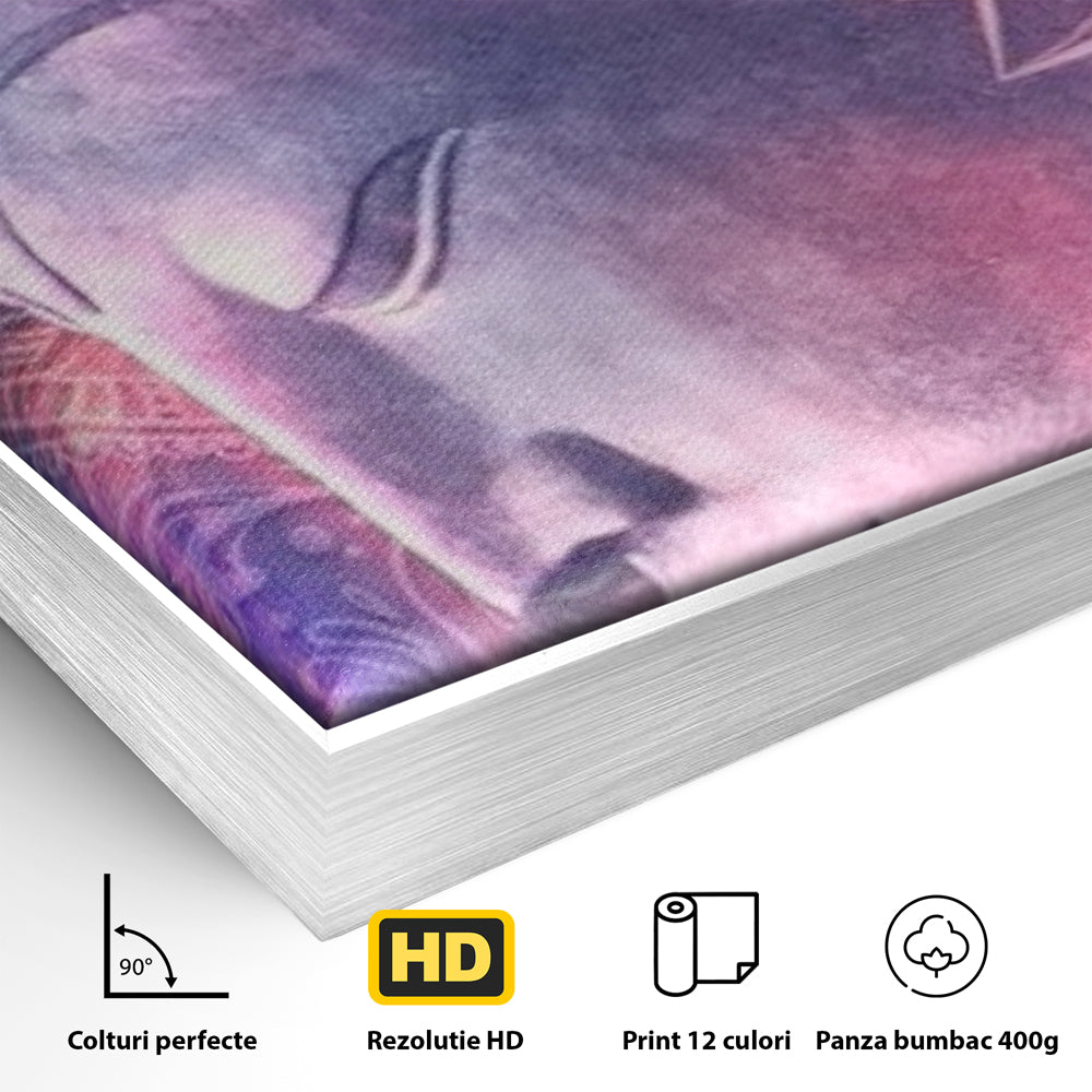 Tablou Canvas Premium, LuxCanva® I113, Buddha Cosmic, Meditatie, Zen, Profil, Lotus, Cosmos, Armonie, Spiritualitate, Relaxare, Energie, Univers