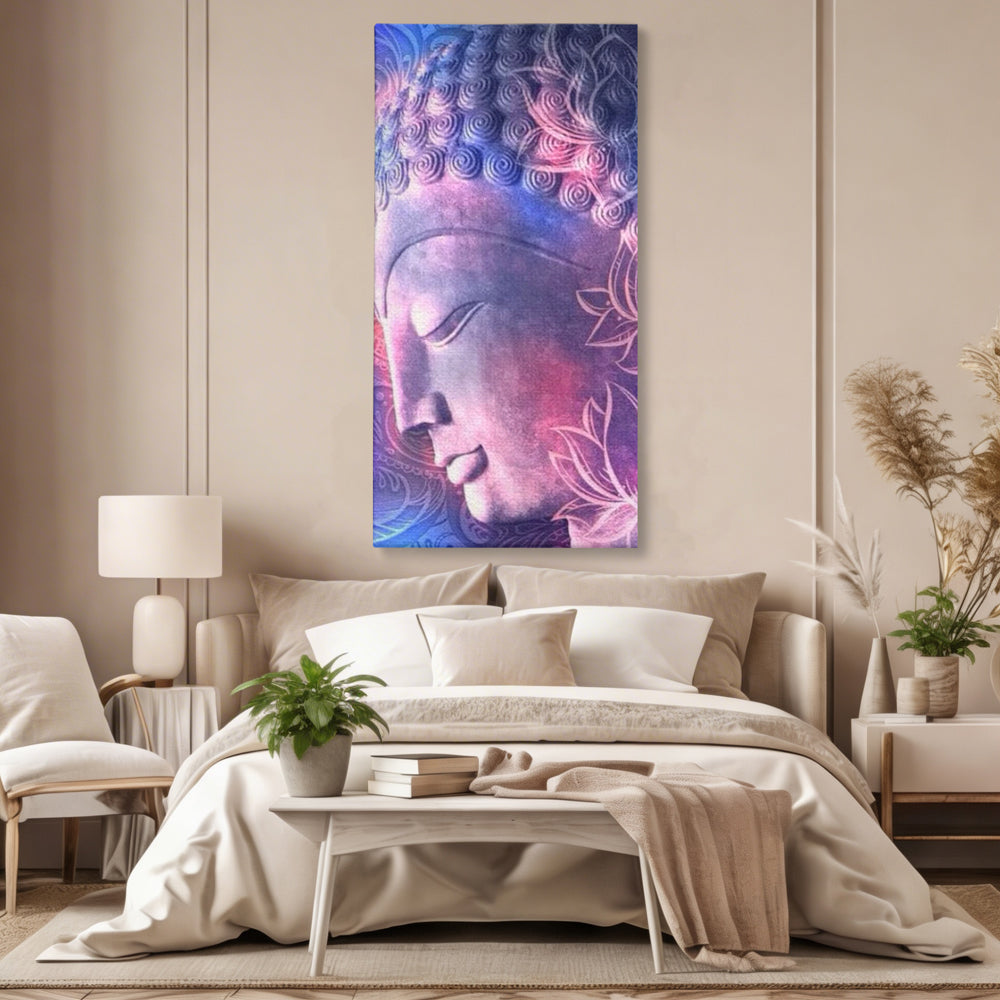 Tablou Canvas Premium, LuxCanva® I113, Buddha Cosmic, Meditatie, Zen, Profil, Lotus, Cosmos, Armonie, Spiritualitate, Relaxare, Energie, Univers