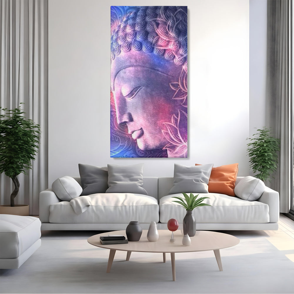 Tablou Canvas Premium, LuxCanva® I113, Buddha Cosmic, Meditatie, Zen, Profil, Lotus, Cosmos, Armonie, Spiritualitate, Relaxare, Energie, Univers