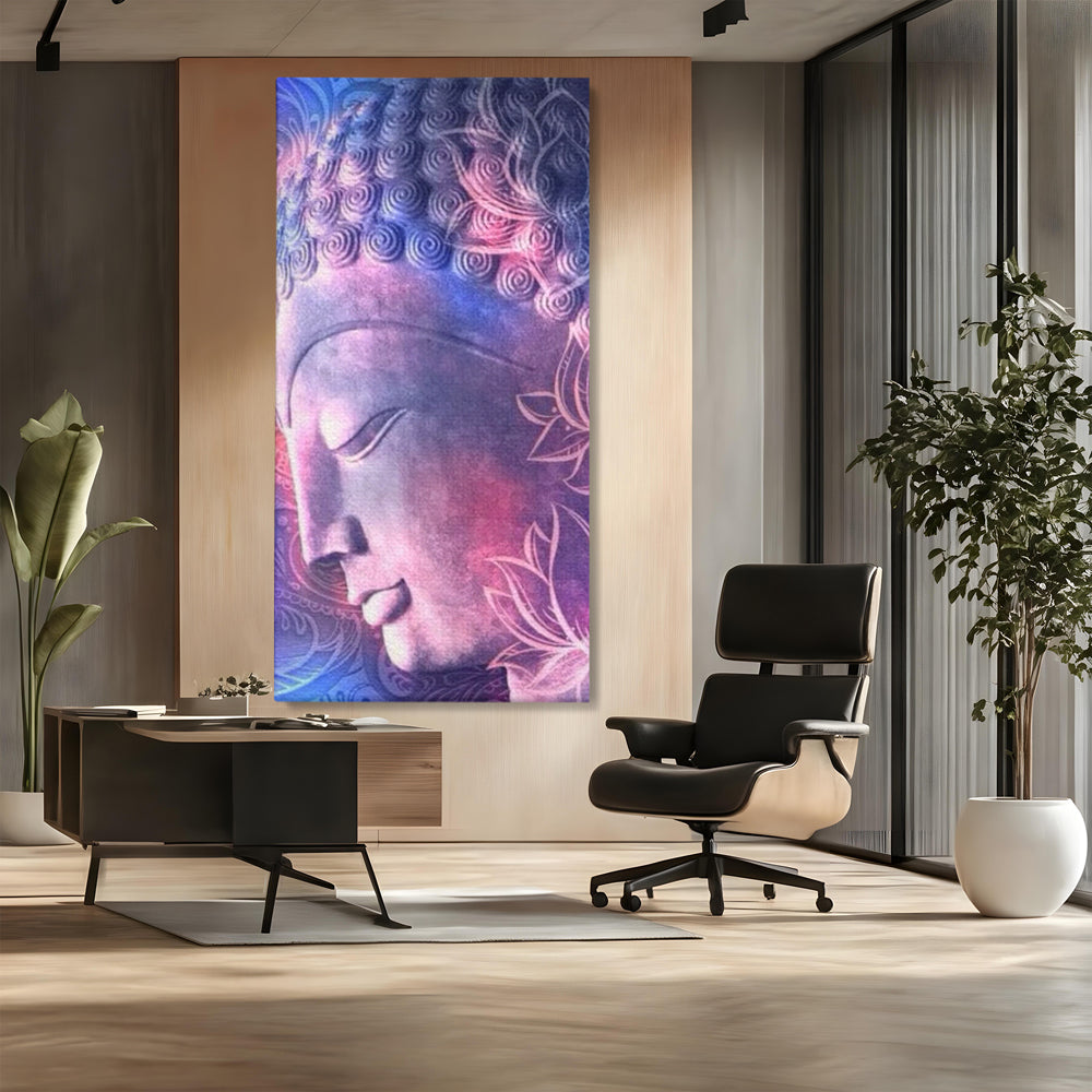 Tablou Canvas Premium, LuxCanva® I113, Buddha Cosmic, Meditatie, Zen, Profil, Lotus, Cosmos, Armonie, Spiritualitate, Relaxare, Energie, Univers