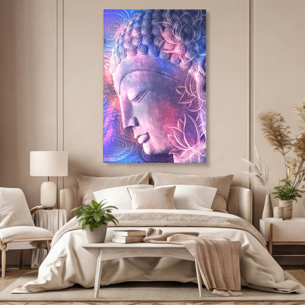 Tablou Canvas Premium, LuxCanva® I113, Buddha Cosmic, Meditatie, Zen, Profil, Lotus, Cosmos, Armonie, Spiritualitate, Relaxare, Energie, Univers