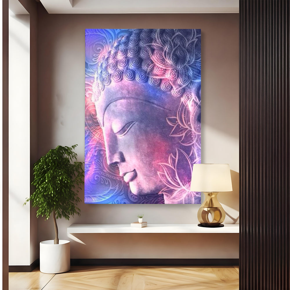 Tablou Canvas Premium, LuxCanva® I113, Buddha Cosmic, Meditatie, Zen, Profil, Lotus, Cosmos, Armonie, Spiritualitate, Relaxare, Energie, Univers