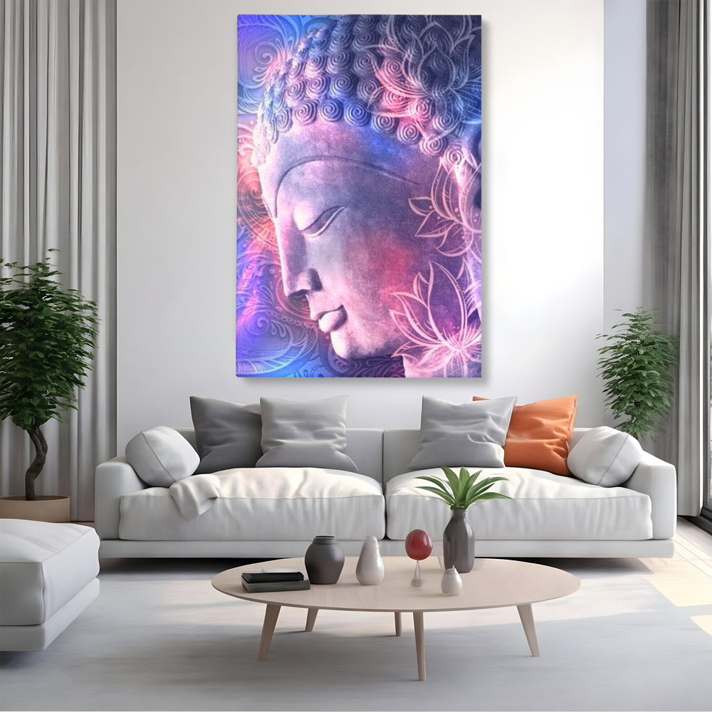 Tablou Canvas Premium, LuxCanva® I113, Buddha Cosmic, Meditatie, Zen, Profil, Lotus, Cosmos, Armonie, Spiritualitate, Relaxare, Energie, Univers