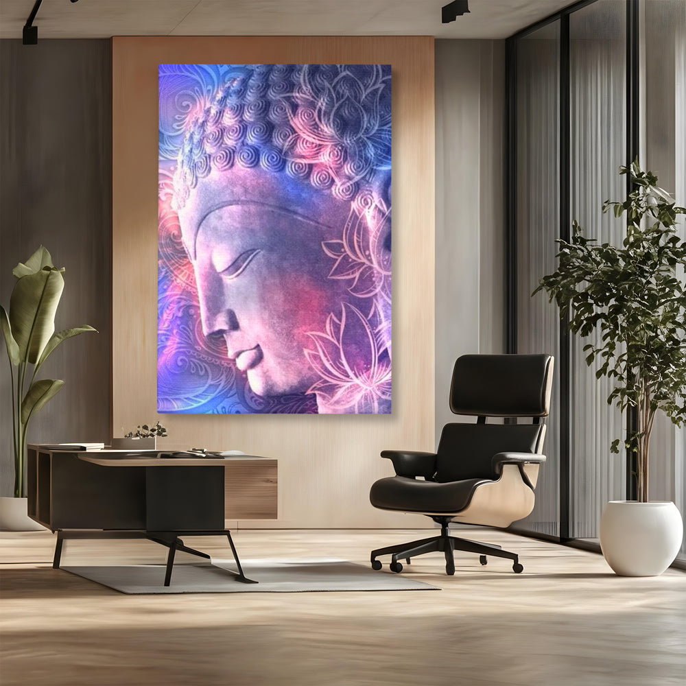 Tablou Canvas Premium, LuxCanva® I113, Buddha Cosmic, Meditatie, Zen, Profil, Lotus, Cosmos, Armonie, Spiritualitate, Relaxare, Energie, Univers