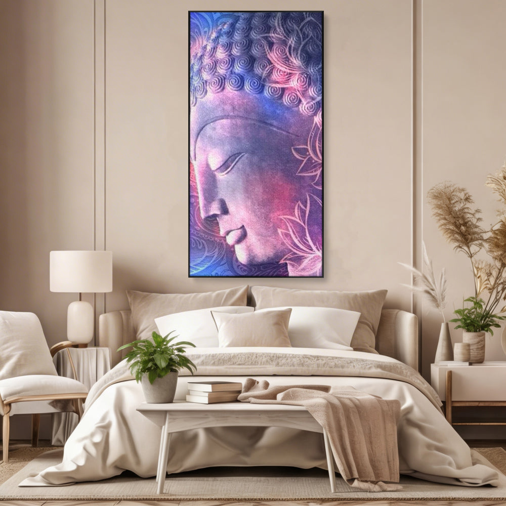 Tablou Canvas Premium, LuxCanva® I113, Buddha Cosmic, Meditatie, Zen, Profil, Lotus, Cosmos, Armonie, Spiritualitate, Relaxare, Energie, Univers