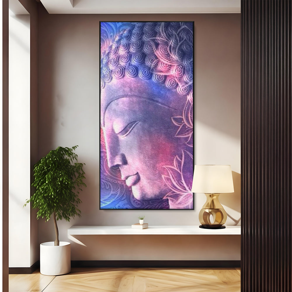 Tablou Canvas Premium, LuxCanva® I113, Buddha Cosmic, Meditatie, Zen, Profil, Lotus, Cosmos, Armonie, Spiritualitate, Relaxare, Energie, Univers