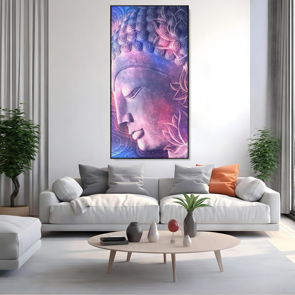 Tablou Canvas Premium, LuxCanva® I113, Buddha Cosmic, Meditatie, Zen, Profil, Lotus, Cosmos, Armonie, Spiritualitate, Relaxare, Energie, Univers