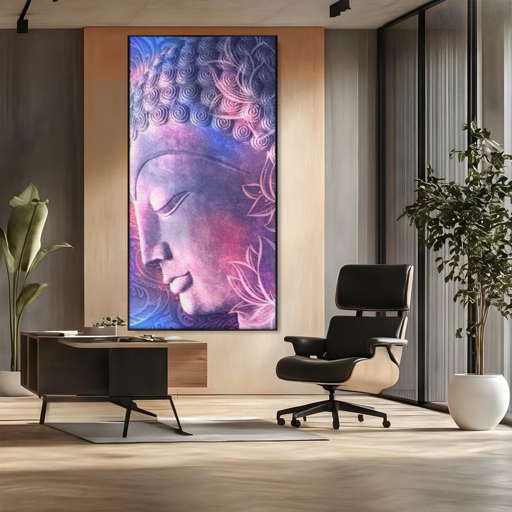 Tablou Canvas Premium, LuxCanva® I113, Buddha Cosmic, Meditatie, Zen, Profil, Lotus, Cosmos, Armonie, Spiritualitate, Relaxare, Energie, Univers