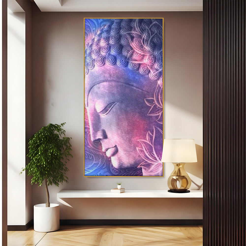 Tablou Canvas Premium, LuxCanva® I113, Buddha Cosmic, Meditatie, Zen, Profil, Lotus, Cosmos, Armonie, Spiritualitate, Relaxare, Energie, Univers