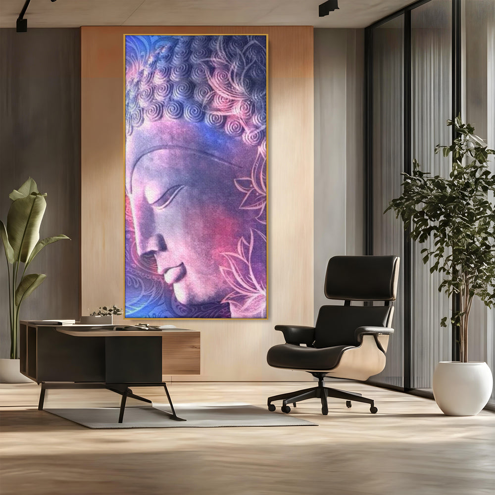 Tablou Canvas Premium, LuxCanva® I113, Buddha Cosmic, Meditatie, Zen, Profil, Lotus, Cosmos, Armonie, Spiritualitate, Relaxare, Energie, Univers