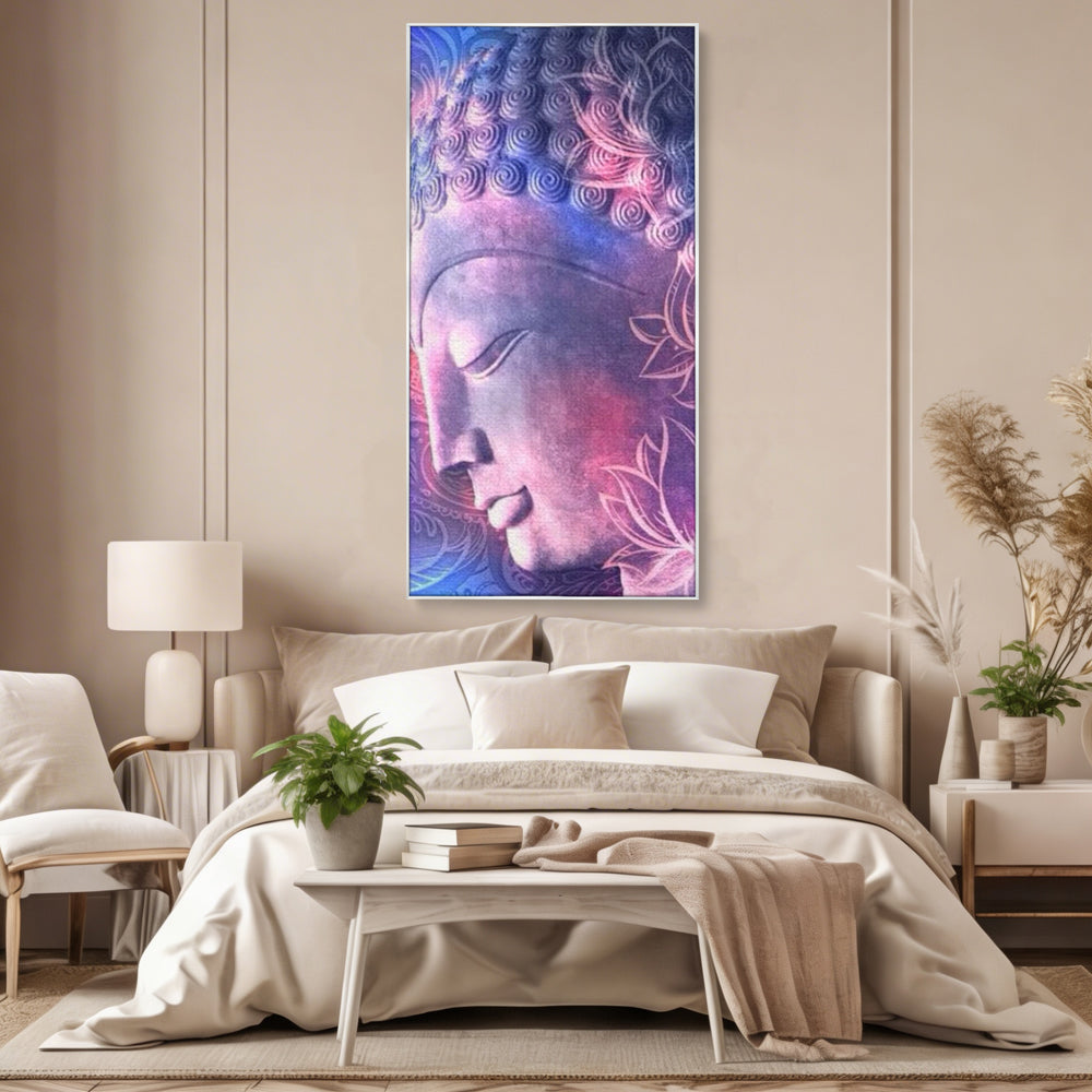 Tablou Canvas Premium, LuxCanva® I113, Buddha Cosmic, Meditatie, Zen, Profil, Lotus, Cosmos, Armonie, Spiritualitate, Relaxare, Energie, Univers
